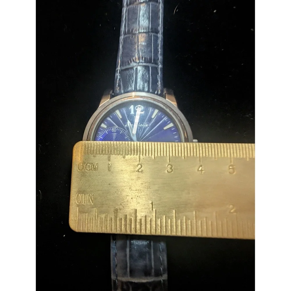 Louis Bolle Auto Mens Watch 40mm Blue Dial Blue Leather Band Date A-5052-178
